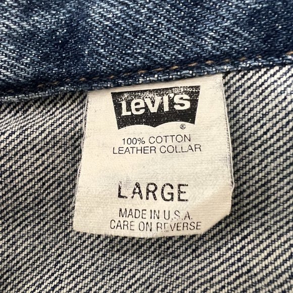 Vintage Levi's denim jacket with leather collar men's size L - Picture 13 of 14